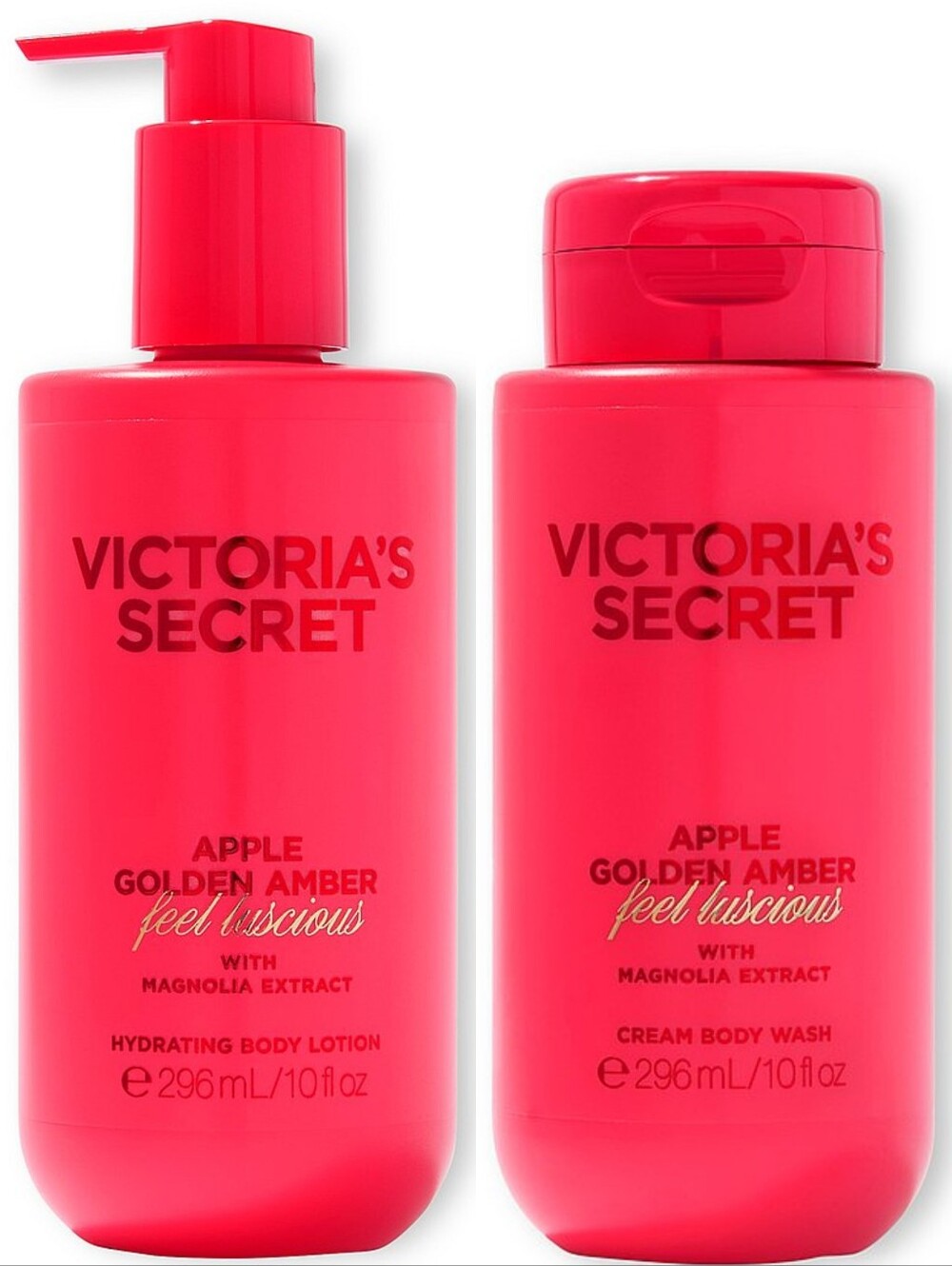 Victoria's Secret Pink-Red Apple Golden Amber Body Lotion & Body Wash Set NEW